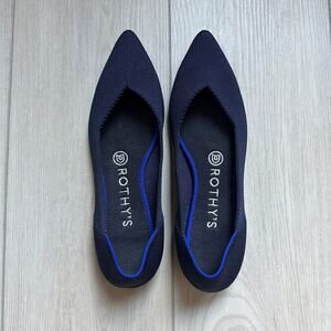 Rothy's The Point Maritime Navy fabric pointed recycled plastic bottle flats W7